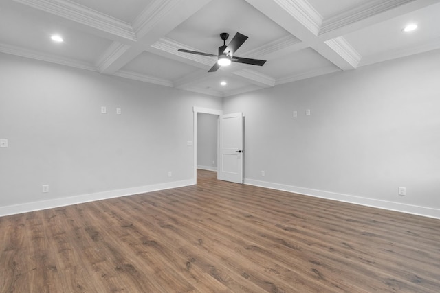 1048 Veridian Dr B, Clarksville, TN 37043 - unfurnished room featuring wood finished floors, ornamental molding, beam ceiling, and coffered ceiling