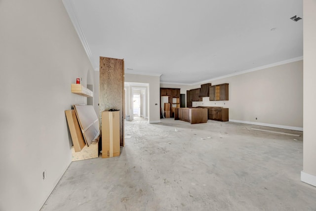1048 Veridian Dr B, Clarksville, TN 37043 - unfurnished living room with ornamental molding and concrete flooring