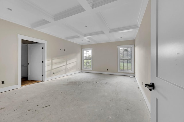 1048 Veridian Dr B, Clarksville, TN 37043 - spare room featuring coffered ceiling, ornamental molding, and beam ceiling