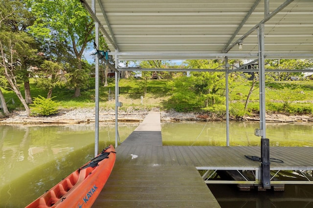 dock area featuring a water view