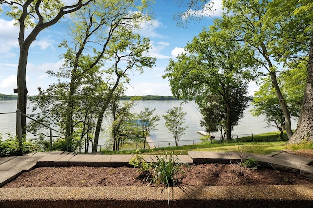 property view of water with fence