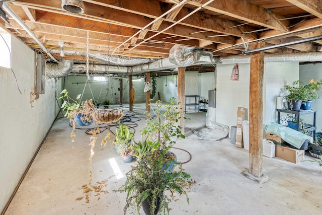 view of unfinished basement
