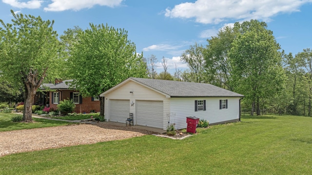 view of detached garage
