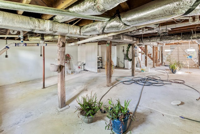 view of unfinished basement