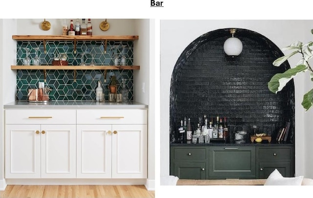 411 Achievement Dr, Nashville, TN 37209 - indoor bar featuring decorative backsplash and light wood finished floors