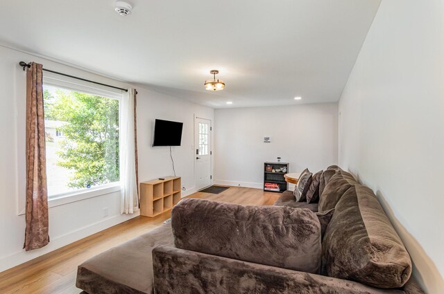 196 Haven Dr, Clarksville, TN 37042 - living room featuring light wood-style floors, baseboards, and recessed lighting