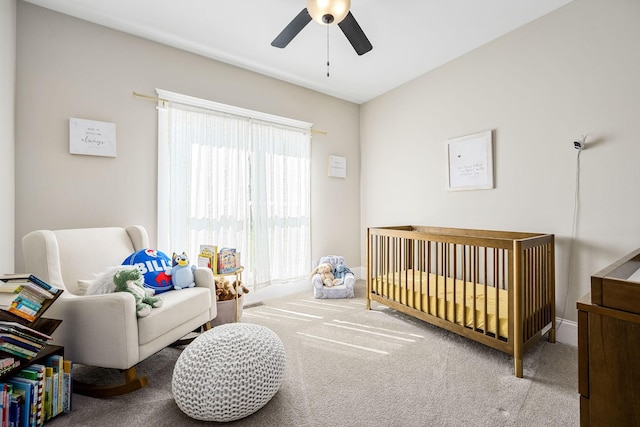 2040 Cairo Bend Rd, Lebanon, TN 37087 - bedroom featuring baseboards, a nursery area, ceiling fan, and carpet