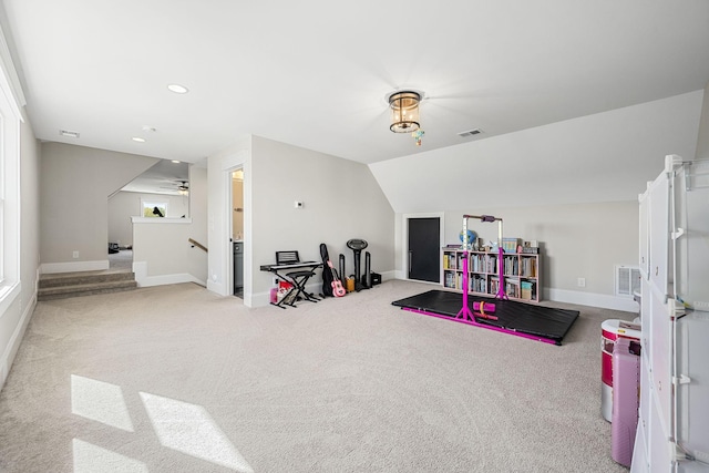 2040 Cairo Bend Rd, Lebanon, TN 37087 - playroom featuring baseboards, visible vents, carpet floors, and recessed lighting