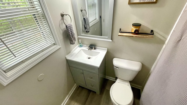 3473 Hunters Rdg, Woodlawn, TN 37191 - bathroom with vanity, baseboards, wood finished floors, and toilet