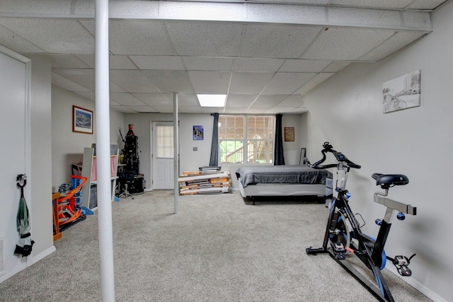 3473 Hunters Rdg, Woodlawn, TN 37191 - exercise area with carpet flooring and a paneled ceiling