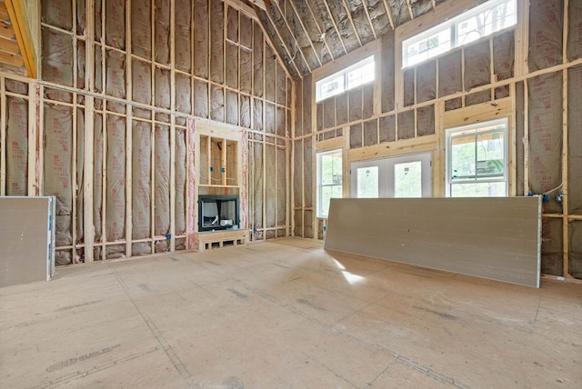 misc room featuring high vaulted ceiling