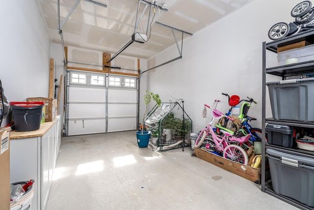 garage with a garage door opener