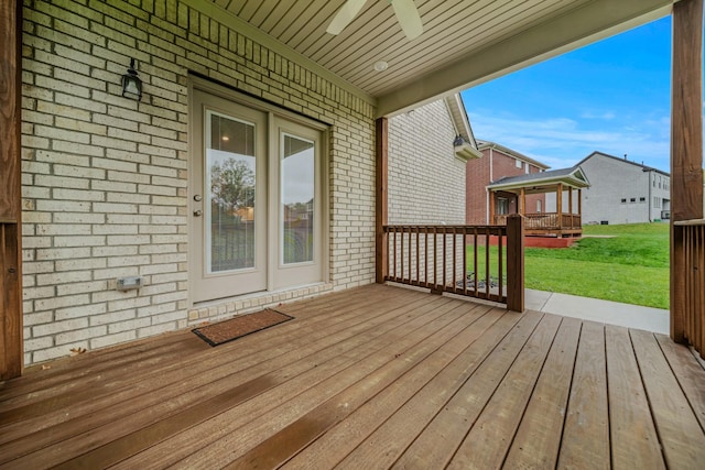 3032 Oxford Dr, Mount Juliet, TN 37122 - wooden terrace with a yard and ceiling fan
