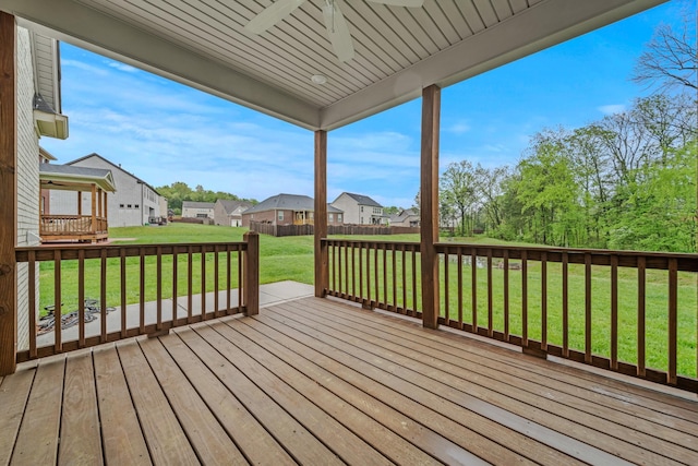 3032 Oxford Dr, Mount Juliet, TN 37122 - deck featuring a yard, a residential view, and ceiling fan