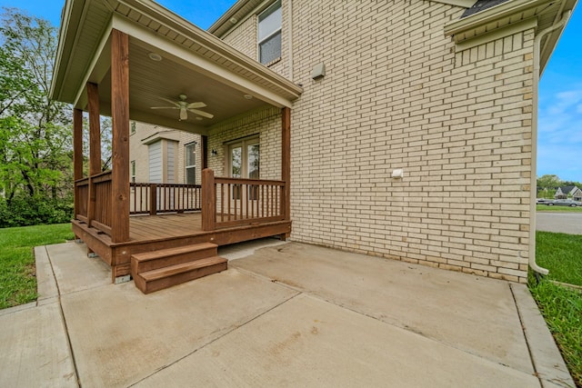 3032 Oxford Dr, Mount Juliet, TN 37122 - exterior space featuring ceiling fan, brick siding, and a patio