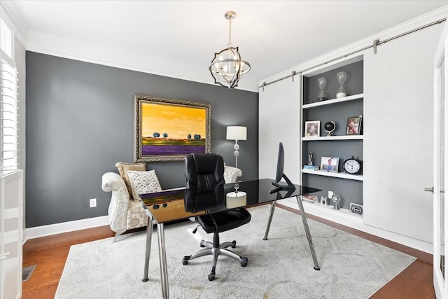 9502 Peebles Ct, Brentwood, TN 37027 - office space featuring a wealth of natural light, crown molding, built in features, and wood finished floors