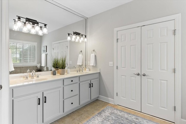 9502 Peebles Ct, Brentwood, TN 37027 - full bathroom featuring tile patterned floors, a sink, and double vanity