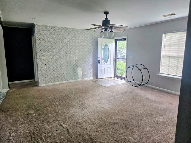 300 Hardin Ave, Dickson, TN 37055 - carpeted entrance foyer with baseboards and ceiling fan