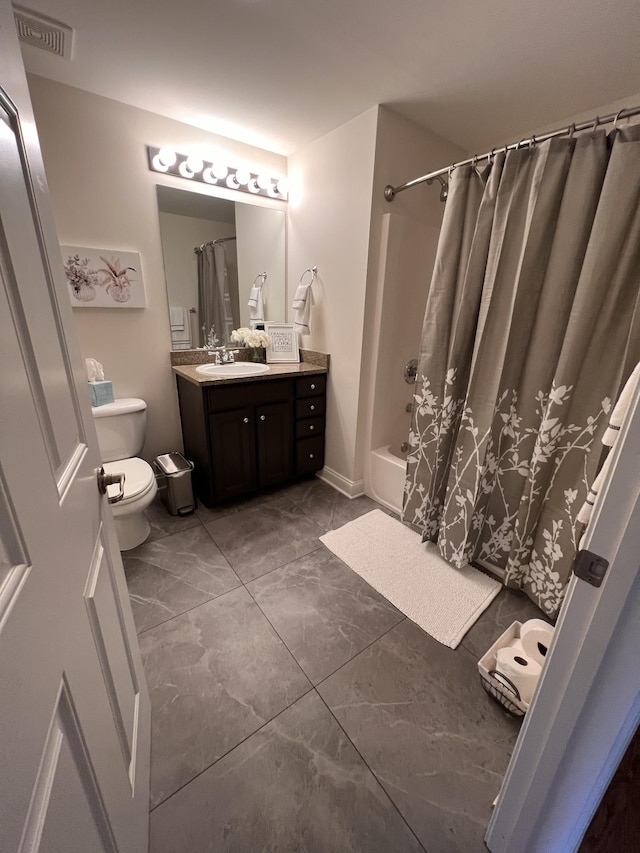 3201 Aspen Grove Dr Unit D3, Franklin, TN 37067 - full bath with vanity, marble look tile flooring, and shower / bath combination with curtain