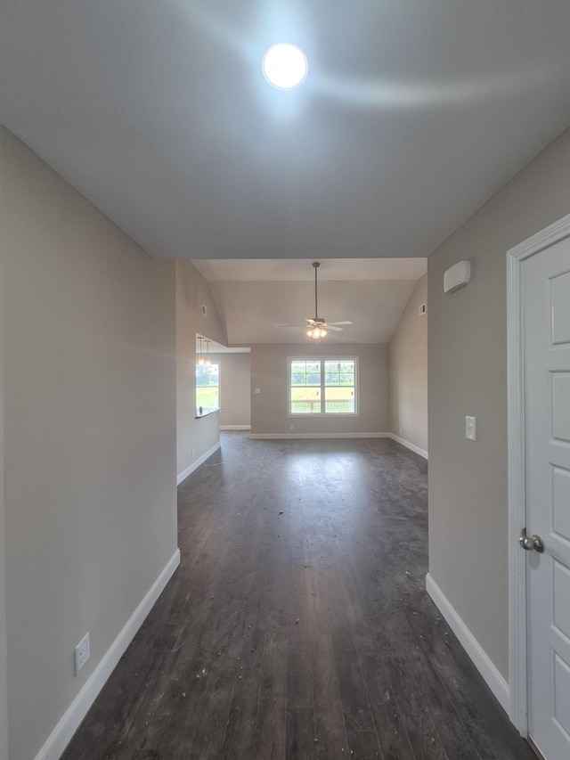 5 Hugh Hunter Rd, Oak Grove, KY 42262 - empty room with dark wood-type flooring, a ceiling fan, and vaulted ceiling