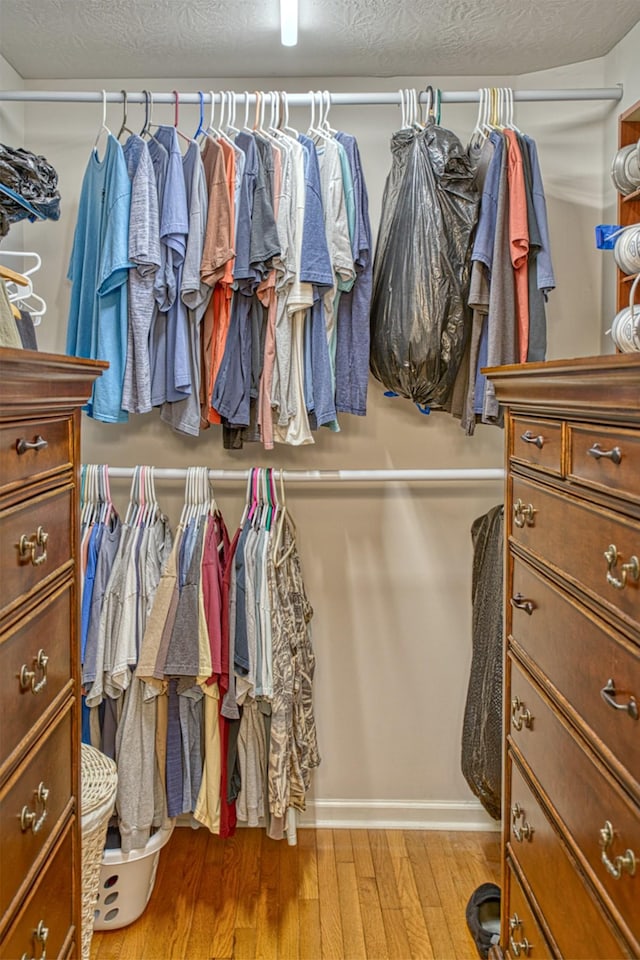walk in closet featuring light wood-style flooring