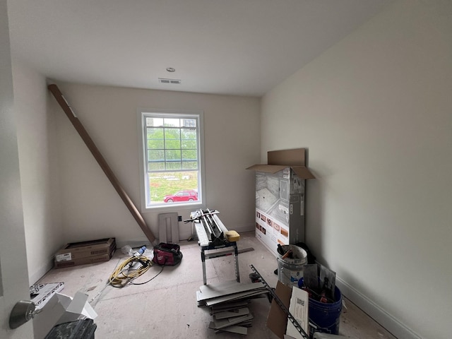 interior space featuring visible vents and baseboards