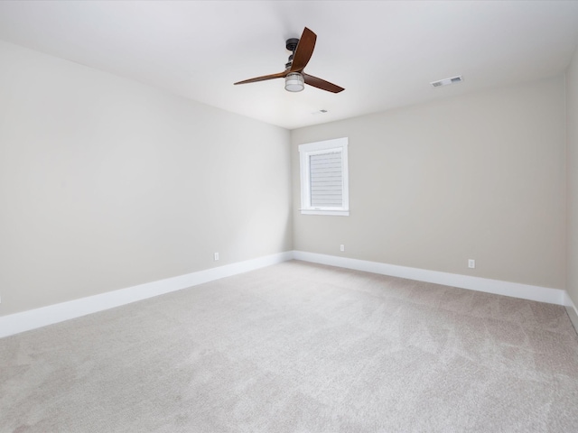 1068 Amelia Park Dr, Franklin, TN 37067 - empty room featuring visible vents, a ceiling fan, baseboards, and light carpet