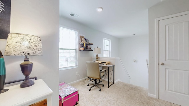 615 Pine Bloom Rd, Lebanon, TN 37087 - home office featuring baseboards, visible vents, and carpet floors