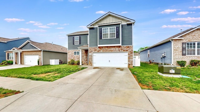 615 Pine Bloom Rd, Lebanon, TN 37087 - traditional-style home featuring stone siding, concrete driveway, a garage, board and batten siding, and a front yard