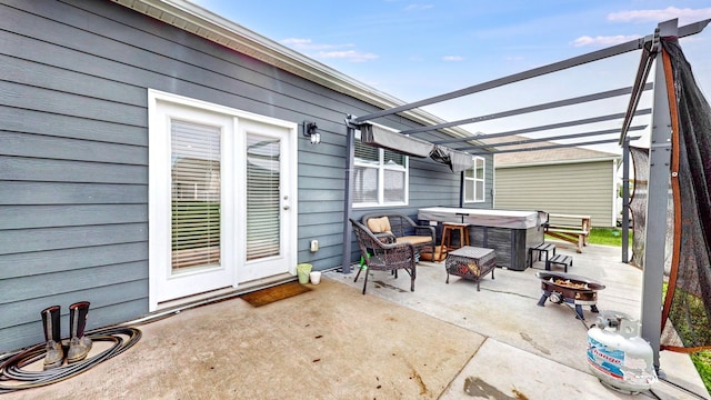 615 Pine Bloom Rd, Lebanon, TN 37087 - view of patio / terrace with a pergola, a hot tub, and an outdoor fire pit