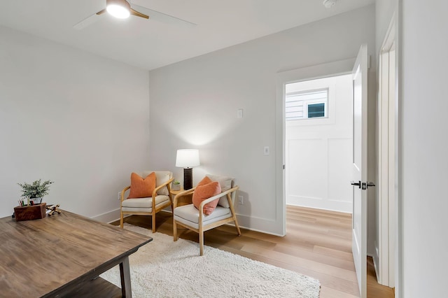 620 Waco Dr Unit B, Nashville, TN 37209 - living area with a ceiling fan, light wood-style flooring, and baseboards