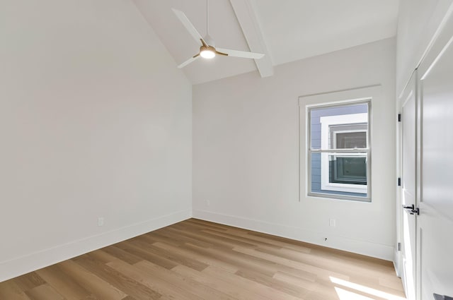 620 Waco Dr Unit B, Nashville, TN 37209 - spare room with lofted ceiling with beams, a ceiling fan, light wood finished floors, and baseboards
