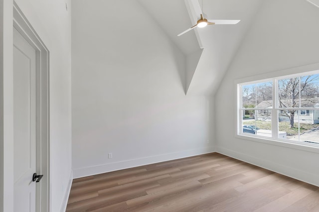 620 Waco Dr Unit B, Nashville, TN 37209 - bonus room featuring ceiling fan, light wood finished floors, vaulted ceiling, and baseboards