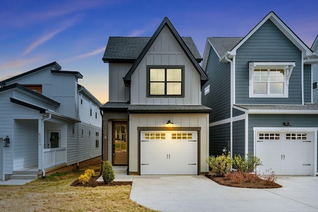 620 Waco Dr Unit B, Nashville, TN 37209 - modern farmhouse featuring board and batten siding, a shingled roof, concrete driveway, and an attached garage