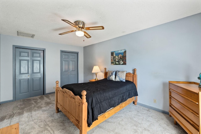 3000 Woodymore Pl, Antioch, TN 37013 - bedroom with a ceiling fan, attic access, a textured ceiling, carpet floors, and baseboards