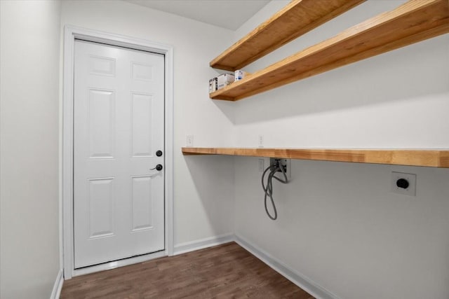 7327 Hunting Camp Rd, Fairview, TN 37062 - laundry area featuring baseboards, hookup for a washing machine, dark wood finished floors, hookup for an electric dryer, and laundry area