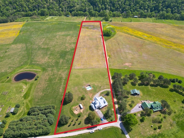 drone / aerial view with a rural view