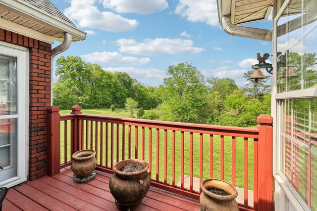 4025 Moore Hollow Rd, Woodlawn, TN 37191 - wooden terrace featuring a yard
