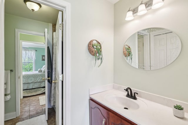 4025 Moore Hollow Rd, Woodlawn, TN 37191 - bathroom featuring tile patterned floors, ensuite bath, and vanity