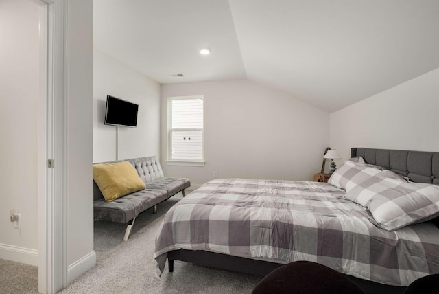 4372 Spregan Way, Smyrna, TN 37167 - bedroom featuring baseboards, visible vents, carpet floors, and lofted ceiling