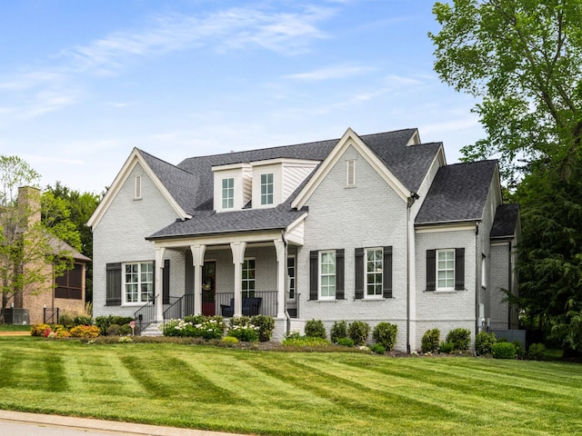 1504 Registry Row, Arrington, TN 37014 - view of front of property with a shingled roof, a front yard, a porch, and brick siding