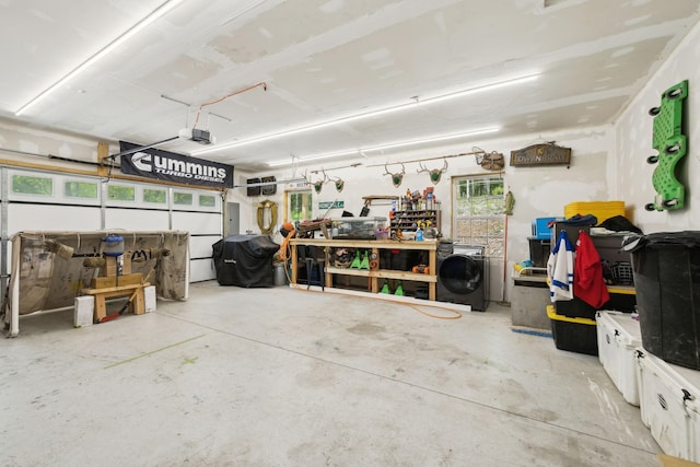 garage with a garage door opener
