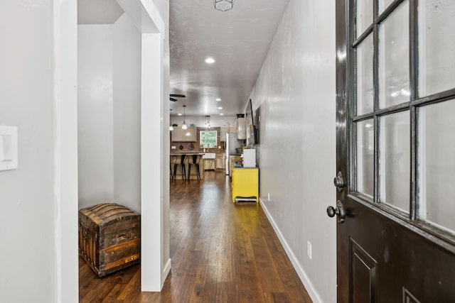 2217 Wiley Pardue Rd, Ashland City, TN 37015 - hall with dark wood finished floors and recessed lighting
