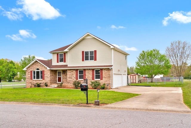 2938 Heatherfield Dr, Woodlawn, TN 37191 - traditional-style house with an attached garage, brick siding, and driveway