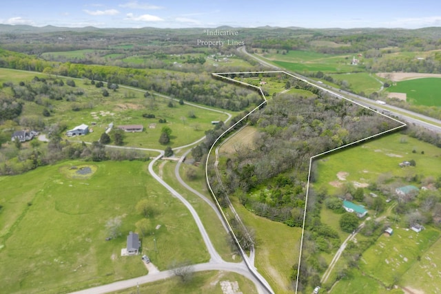 aerial view with a rural view
