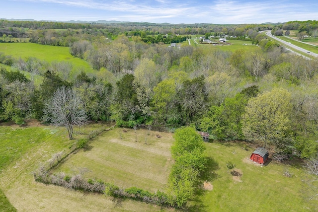 aerial view with a rural view and a forest view