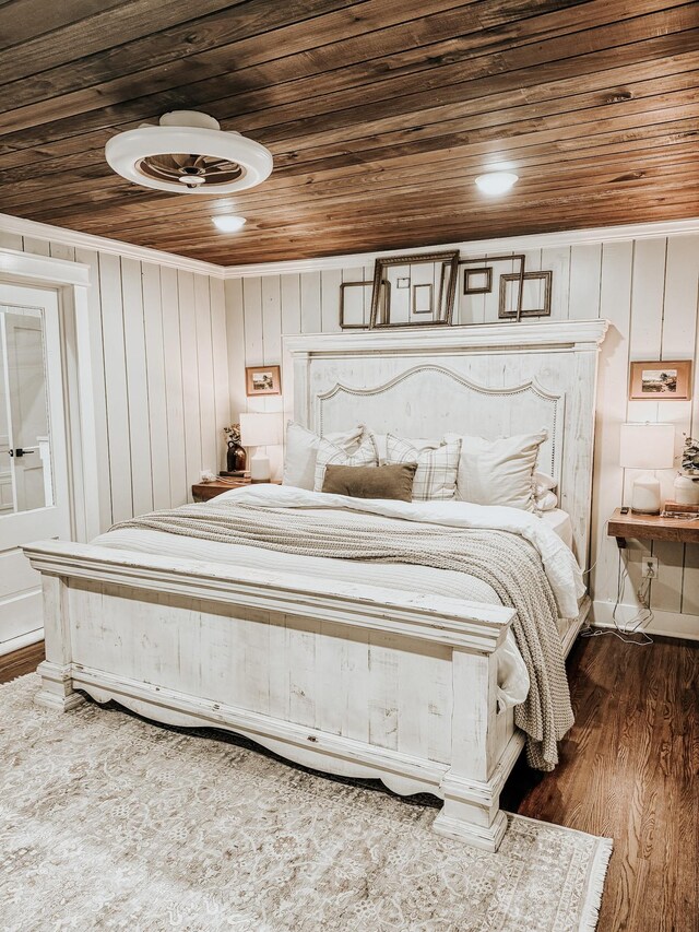 233 Garner Ln, Lawrenceburg, TN 38464 - bedroom with dark wood-style flooring and wood ceiling