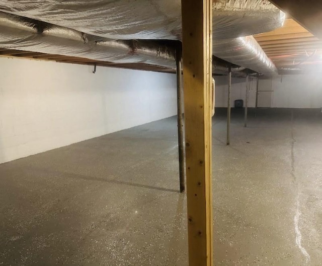 view of unfinished basement