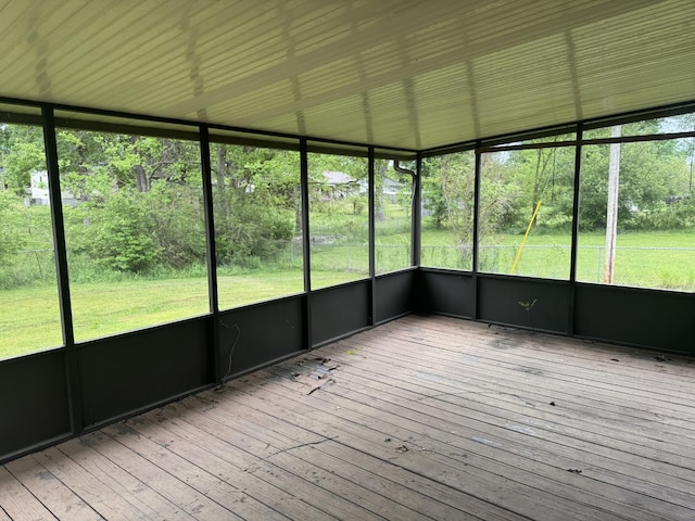 view of unfurnished sunroom