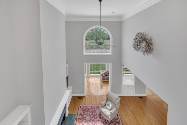 5112 Herschel Spears Cir, Brentwood, TN 37027 - foyer with baseboards, wood finished floors, a wealth of natural light, and crown molding